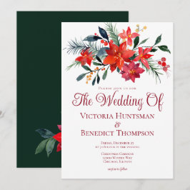 Elegant jul Poinsettia Flower Winter Wedding Inbjudningar