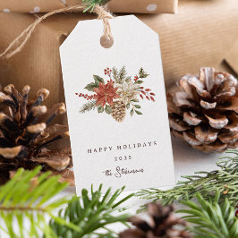 Elegant jul Poinsettia Helgdag Presentetikett
