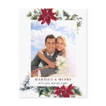 Elegant jul Poinsettia Ram Photo Hälsning