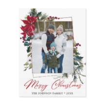 Elegant jul Poinsettia Ram Photo Hälsning