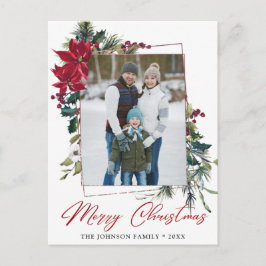 Elegant jul Poinsettia Ram Photo Hälsning Vykort