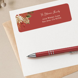Elegant Jul Poinsettia Returadress Etikett