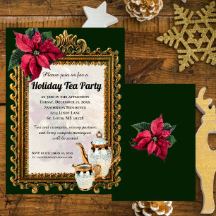 Elegant Jul Pointsettia Tea Party-inbjudan Inbjudningar