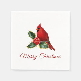 Elegant: Jul Red Cardinal Bird Holly Pappersservett