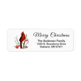 Elegant Jul Red Cardinal Bird Returadress Etikett