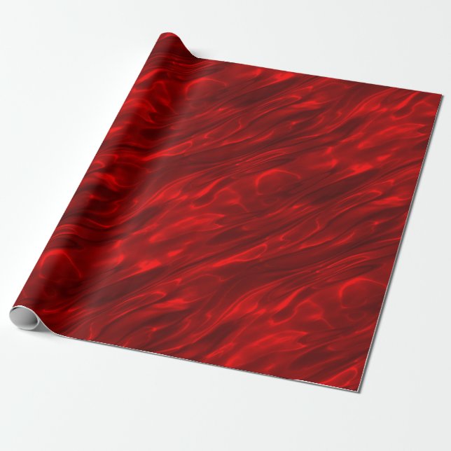 Elegant Jul Red Faux Satin Presentpapper (Utrullad)