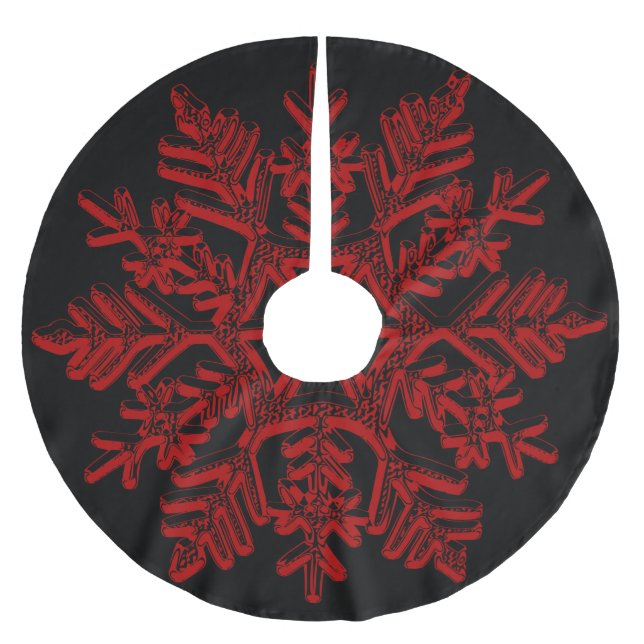 Elegant Jul Red Snowflake Helgdag Black Julgransmatta Borstad Polyester (Framsidan)