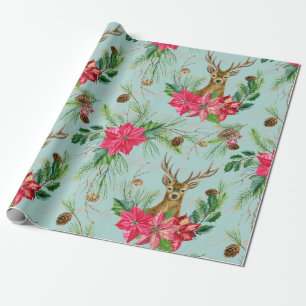 Elegant Jul-renare Poinsettia Mönster Wrap Presentpapper