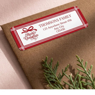 Elegant Jul Rosa God Jul Familjenamn Returadress Etikett