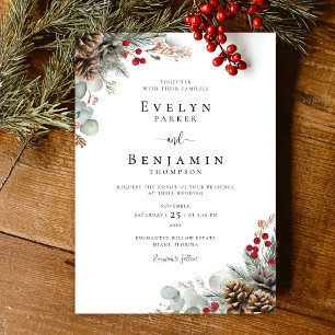 Elegant Jul Rustic Winter Wedding Inbjudningar