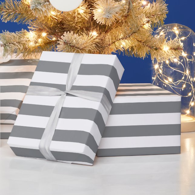 Elegant Jul Silver och vit stripe Presentpapper (Helgdagar)