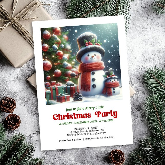 Elegant jul snöman inbjudan barn redigerbar (Elegant Christmas snowman invite kids cheer editable

)