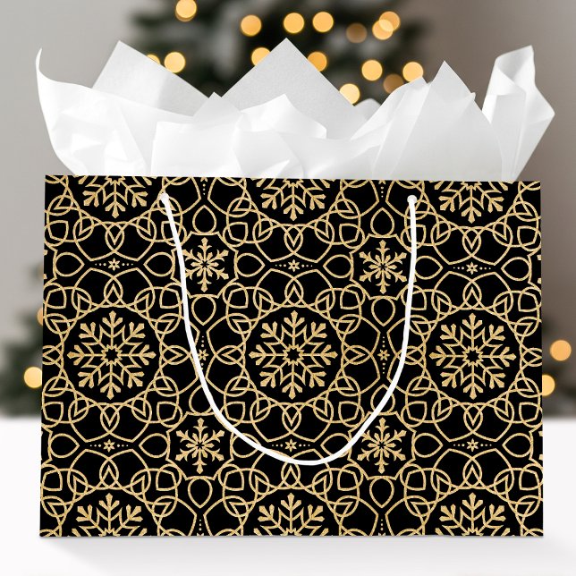 Elegant jul Snowflake Faux Guld Black (Skapare uppladdad)