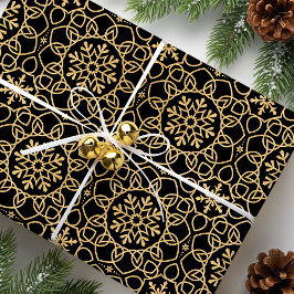 Elegant jul Snowflake Faux Guld Black Presentpapper