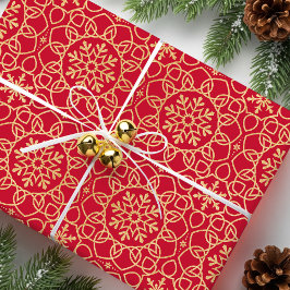 Elegant jul Snowflake Faux Guld Red Presentpapper