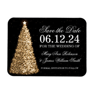 Elegant Jul - spara datumet Guld Magnet