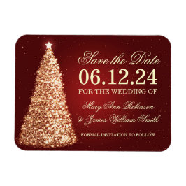 Elegant Jul - spara datumet Guld Red Magnet