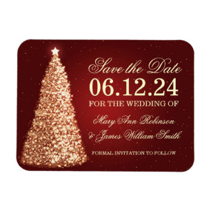 Elegant Jul - spara datumet Guld Red Magnet