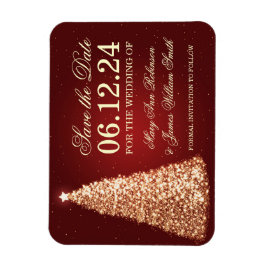 Elegant Jul - spara datumet Guld Red Magnet