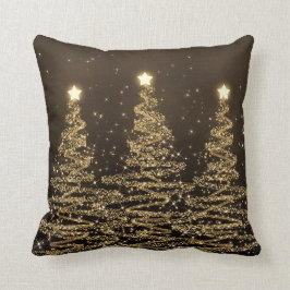 Elegant Jul Sparkling Träd Black Brown Kudde