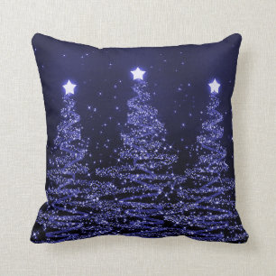Elegant Jul Sparkling Träd Blue  Kudde