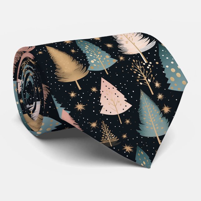 Elegant Jul Svart Julgran Mönster Slips (Rullad)