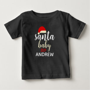  Elegant jul tomte Baby Personlig Namn  T Shirt