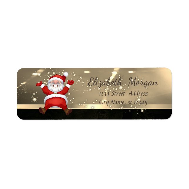 Elegant jul, Tomte, Falskt guld Returadress Etikett (Framsidan)