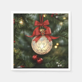 Elegant jul - utsmyckning med rött blad pappersservett