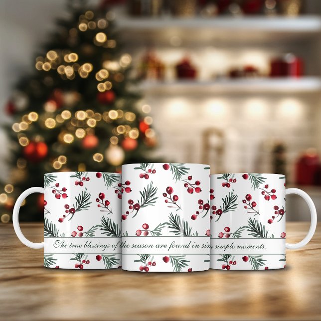 Elegant Jul - vattenfärg Botaniskt citat Kaffemugg (Elegant Christmas Watercolor Botanical Quote Coffee Mug)