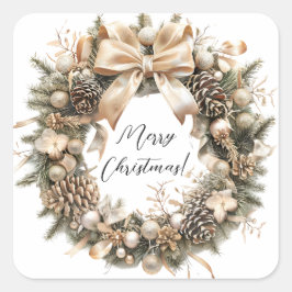 Elegant Jul - vattenfärg Botaniskt Fyrkantigt Klistermärke