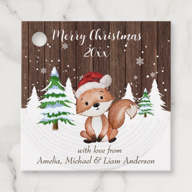 Elegant Jul - vattenfärg Botaniskt Gåvor Etiketter (Framsida)