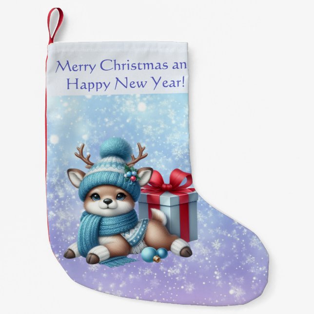 Elegant Jul - vattenfärg Botaniskt Liten Julstrumpa (Framsidan)