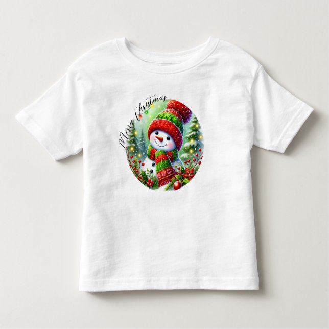 Elegant Jul - vattenfärg Botaniskt T Shirt (Framsida)
