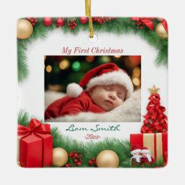 Elegant Jul Vattenfärgen Snö Julgransprydnad Keramik