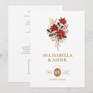 Elegant jul vinter Poinsettia bröllop QR TLW26 Inbjudningar