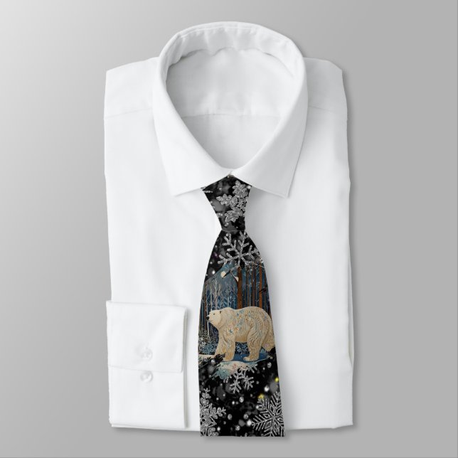 Elegant jul vit isbjörn snöflingor slips (Bunden)