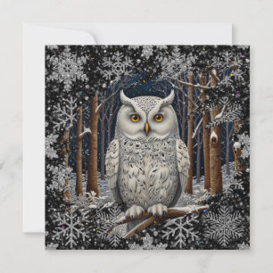 Elegant jul vit uggla skog vinter skog kort