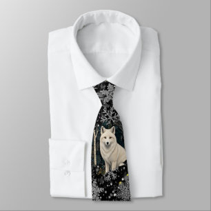 Elegant jul vit varg silver snöflingor slips