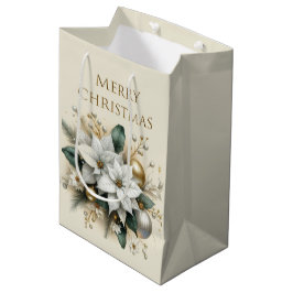 Elegant jul White Poinsettia Flower Gift Bag
