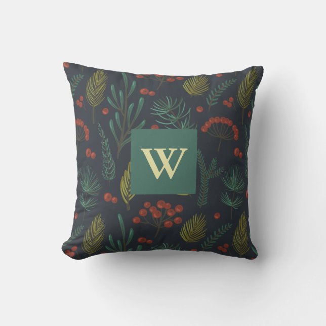 Elegant Jul Winter Greenery Botanical Kudde (Framsida)
