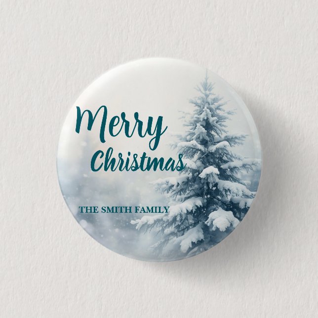 Elegant jul Xmas vinter tall skog Hol Knapp (Framsida)