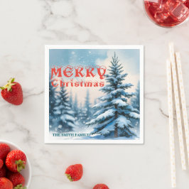 Elegant jul Xmas vinter tall skog Hol Pappersservett