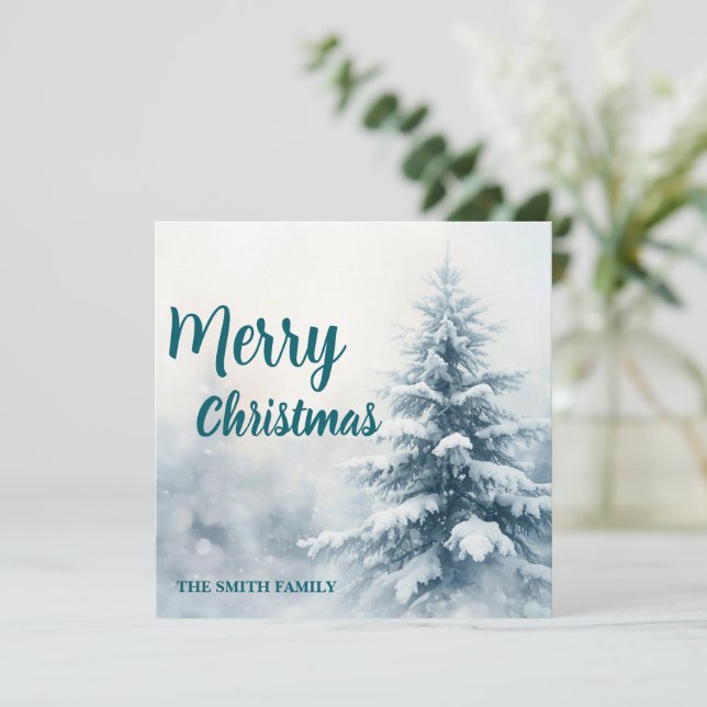 Elegant jul Xmas vinter tallskog Hol Julkort (Stående Fram)