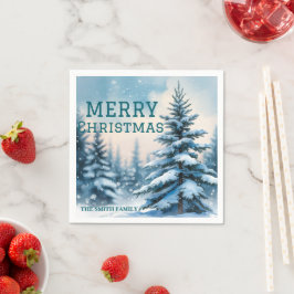 Elegant jul Xmas vinter tallskog Hol Pappersservett