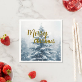 Elegant jul Xmas vinter tallskog Pappersservett