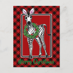 Elegant Jul Zebra Red Black helgdag plaid Vykort