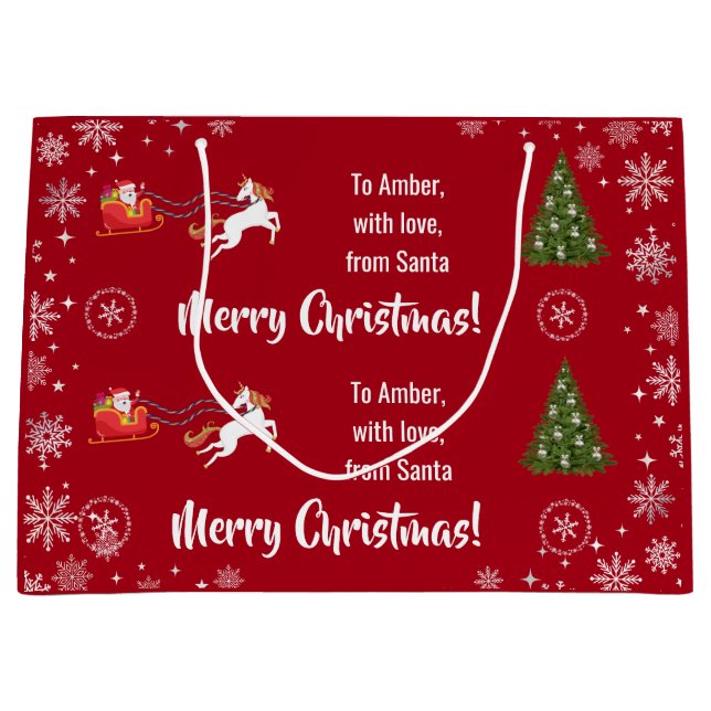 Elegant Julafton Santa's Sleigh Unicorn Personaliz (Framsidan)