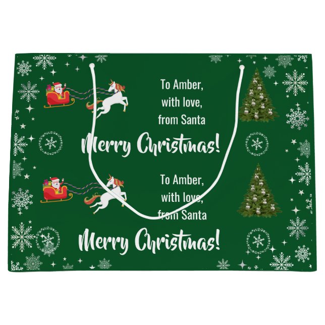 Elegant Julafton Santa's Sleigh Unicorn Personaliz (Framsidan)