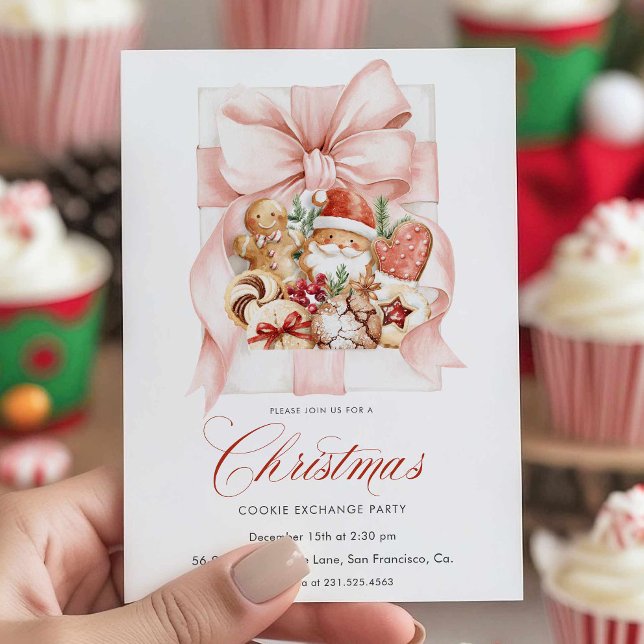 Elegant julbakelsesutbytesfestinladning inbjudningar (Christmas Cookie Exchange Party Invite)